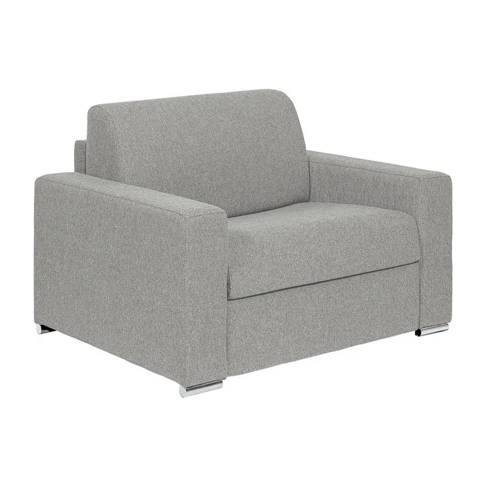 Fauteuil convertible express en tissu chiné gris clair - Couchage 70 cm - Matelas 14 cm - CALITO