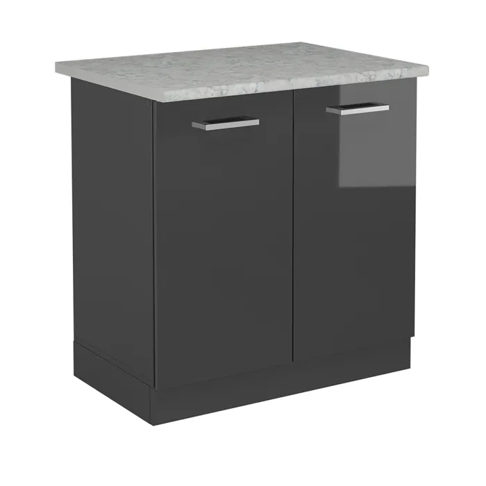 Vicco Meuble bas sous-évier Anthracite Haute brillance 80cm PT Marbre