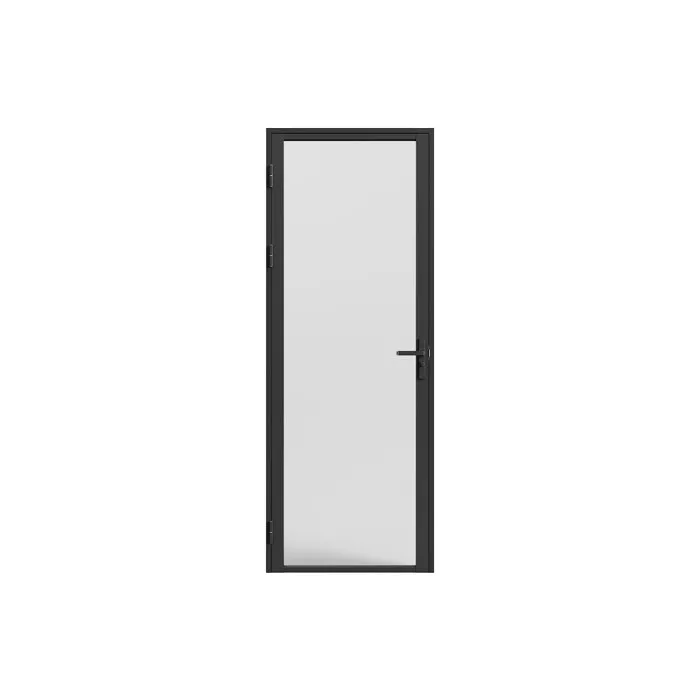 Bloc porte réversible en aluminium et verre trempé dépoli - H204 x L93 cm - Noir - LOXTON