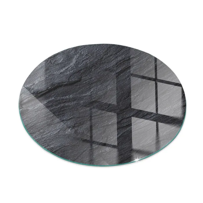 Plaque de protection verre trempé cheminée Tulup fi90 cm Texture de surface de la pierre 1 pc