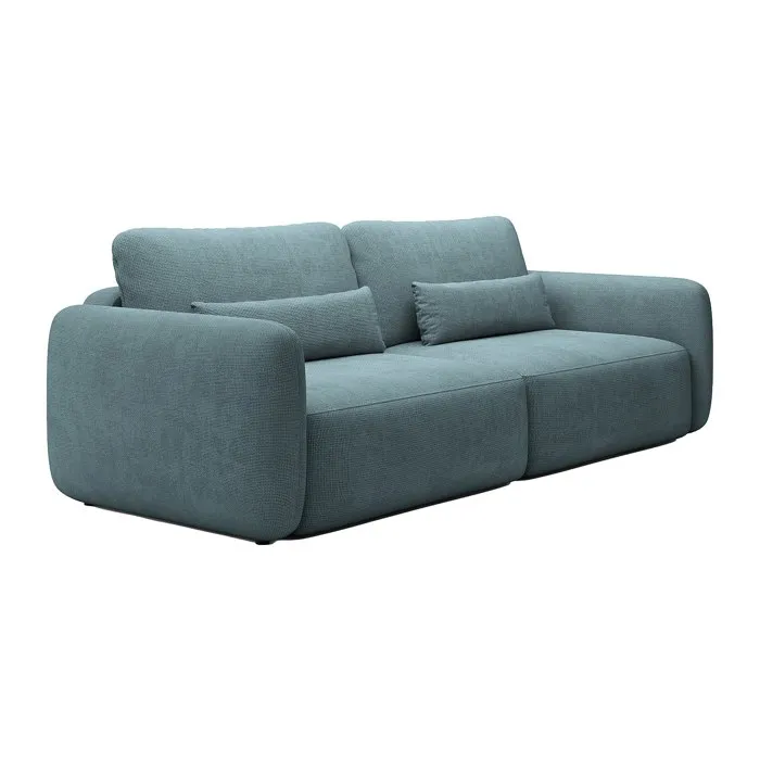Canapé 3 places convertible en tissu texturé bleu VOPOZA