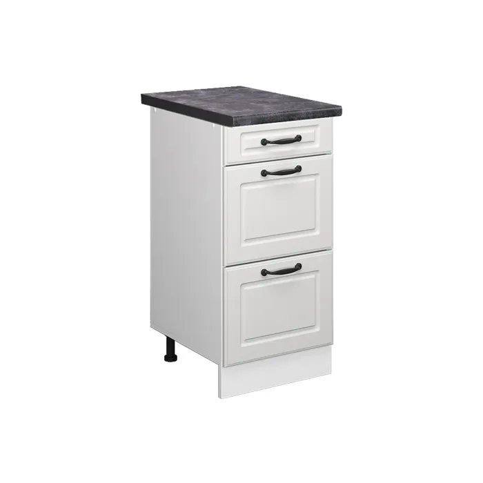 Vicco Meuble cuisine Blanc campagne/Blanc 40cm avec tiroirs plan de travail Anthracite