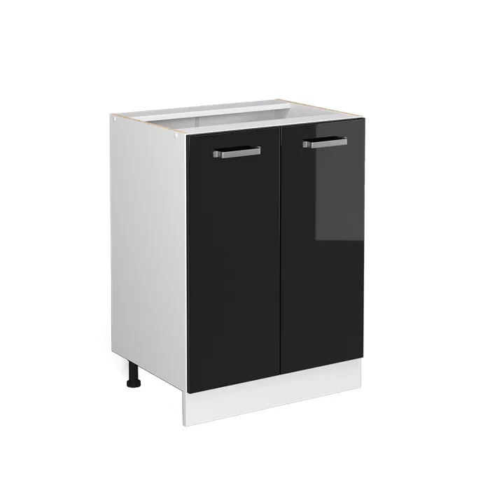 Vicco Meuble bas de cuisine Noir Haute brillance 60cm sans PT