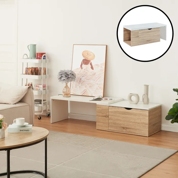 Table d'appoint Österaaker 100 x 48 x 40 cm effet bois blanc en.casa
