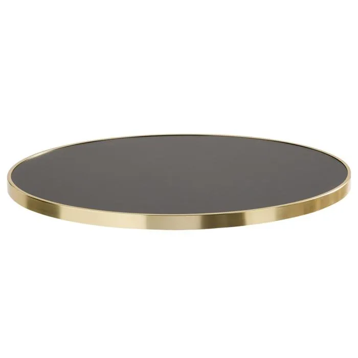 Plateau de table rond noir avec cerclage doré 60 cm Oviala