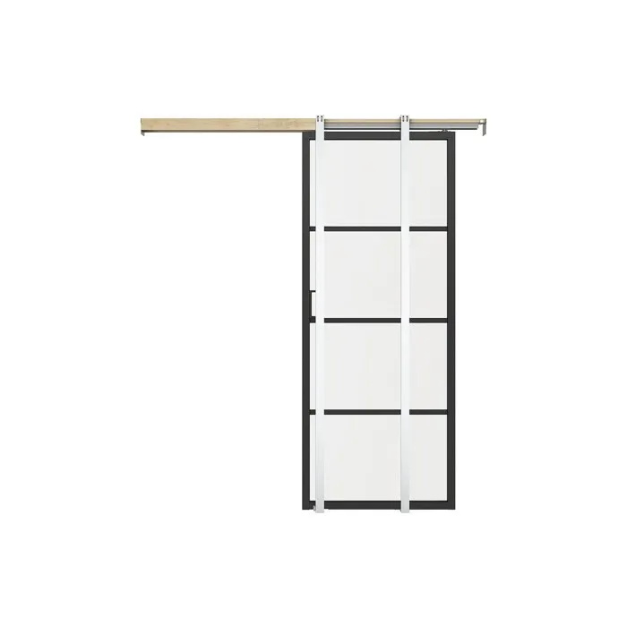 Porte coulissante avec système à galandage - aluminium et verre trempé dépoli - H205 x L63 cm - SINCA II