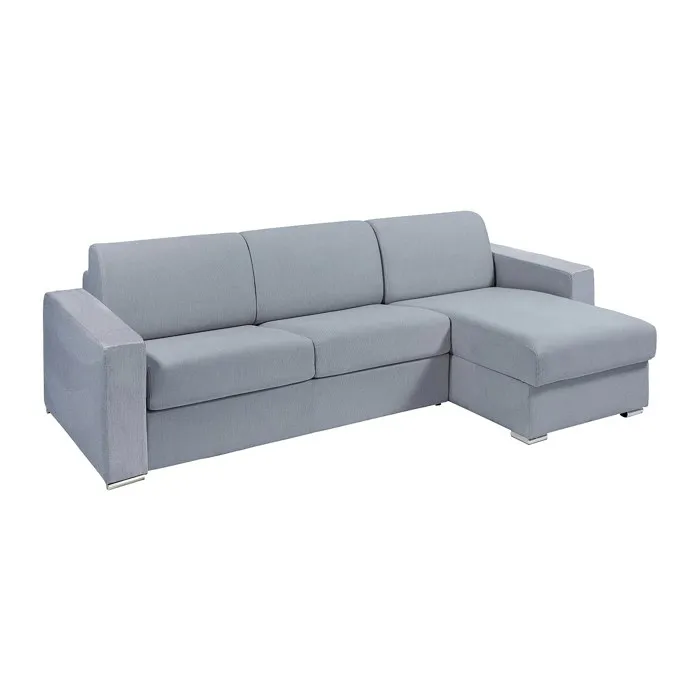 Canapé d'angle réversible convertible express en tissu texturé gris - Couchage 140 cm - Matelas 18 cm - CALITO
