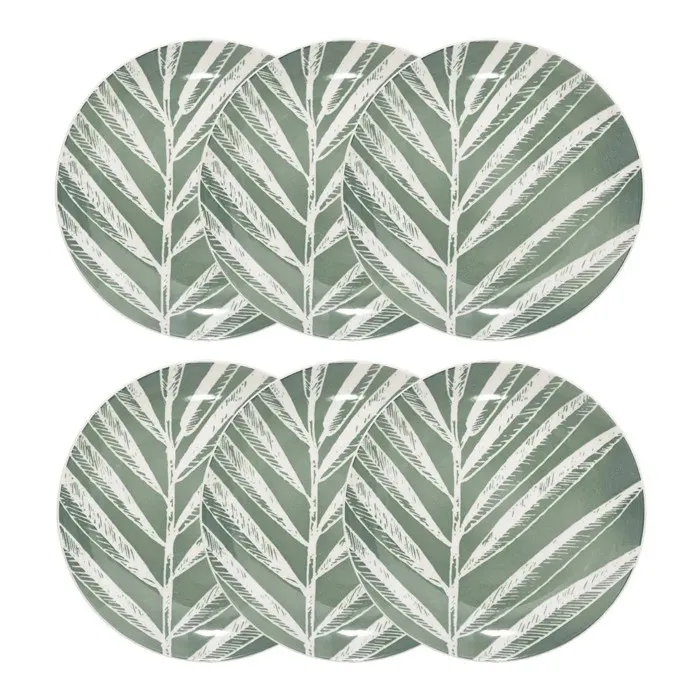 Lot De 6 Assiettes Dessert "green H Vert" D19 Cm - Sg Secret De Gourmet