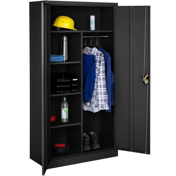 Vestiaire En Acier Noir Avec 2 Portes Battantes Renforcées