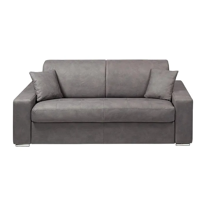 Canapé 3 places convertible express en tissu - Gris - Couchage à lattes larges 140 cm - Matelas 18 cm EMIR