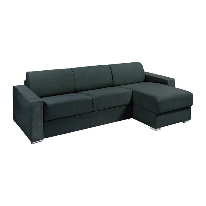 Canapé d'angle réversible convertible express en tissu texturé vert sapin - Couchage 140 cm - Matelas 22 cm avec mémoire de forme