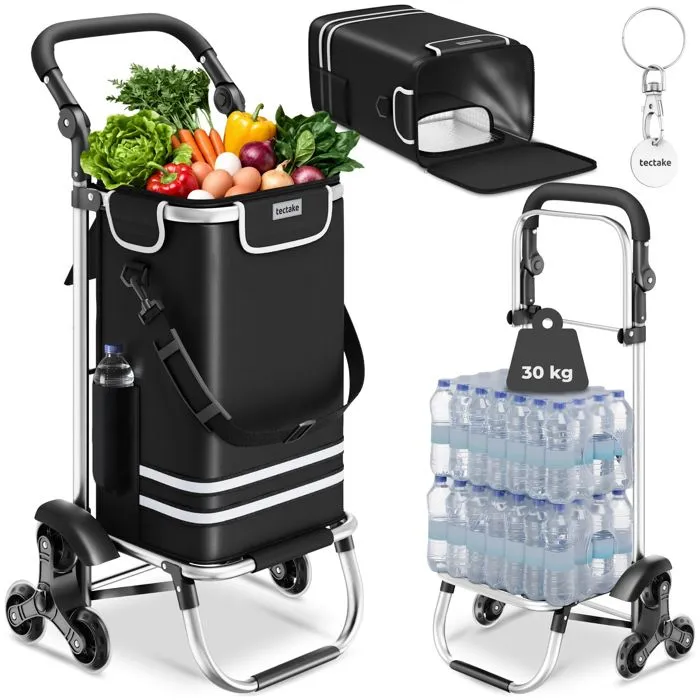 Chariot Courses 3 En 1 Pliable Sac Isotherme 46 X 36 X 100,5 Cm Noir