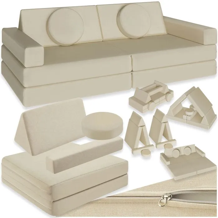 Canapé de jeu 11 pièces et disposition flexible beige