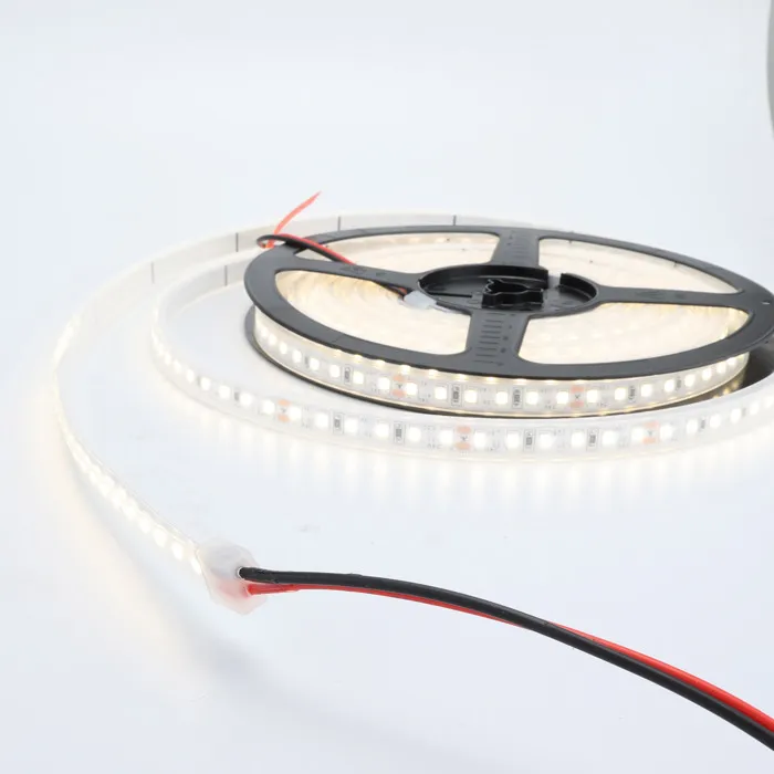 Bande LED 24V DC 10Wm Monochrome Blanc Neutre SMD2835 120 pucesm IP65 110lmW Coupure tous les 5cm 5 mètres Largeur 8mm