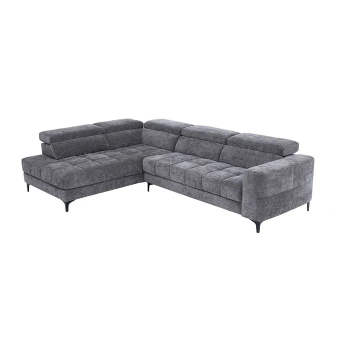 Canapé d'angle gauche relax avec assise coulissante électrique en tissu anthracite MONISO
