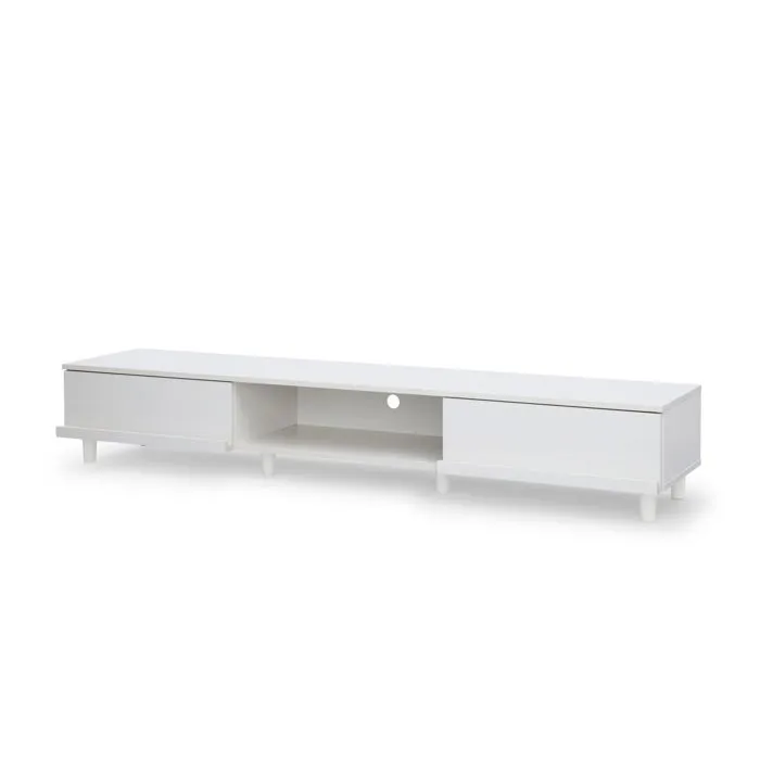 Iris Ohyama, Meuble TV, Meuble tele, Banc TV pour ecran jusqu'à 65 pouces, BAB-180A Chêne Blanc, L42.1 x P180 x H30 cm