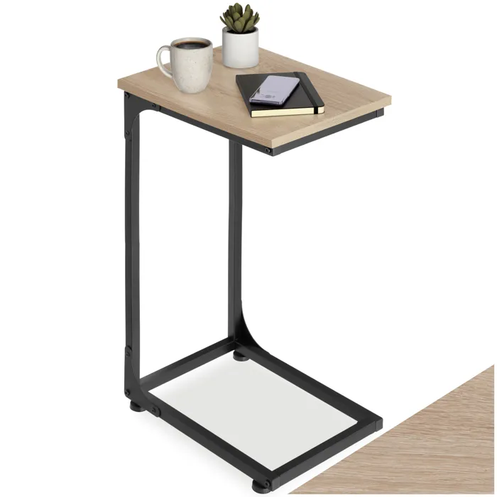 Table D'appoint 40 X 30 X 63 Cm En Panneau Aggloméré Bois Clair