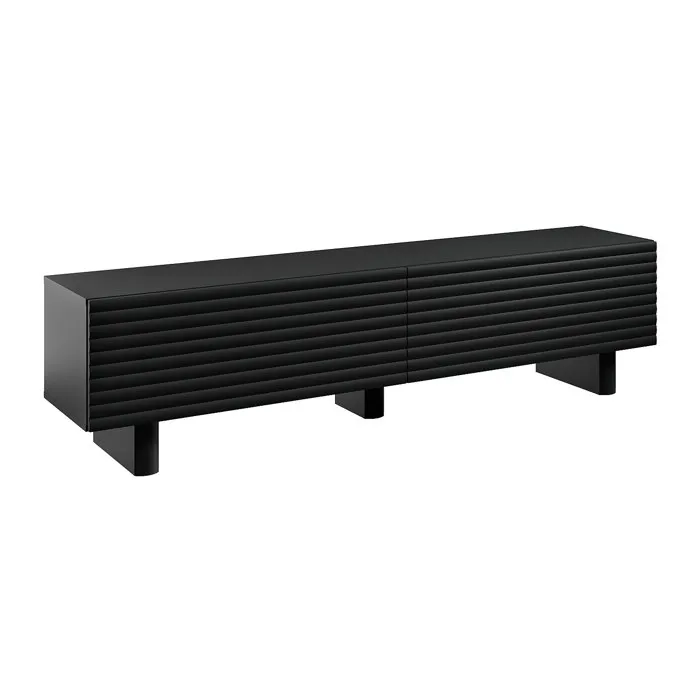 Meuble TV avec 2 portes en MDF - 180 cm - Noir - LUDIMA