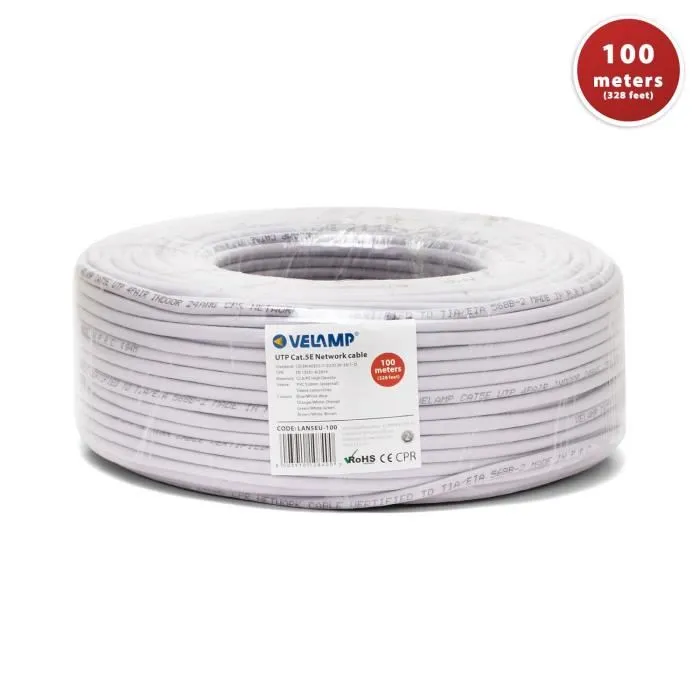 Câble réseau CAT5E UTP 100mt en bobine, certifié CPR
