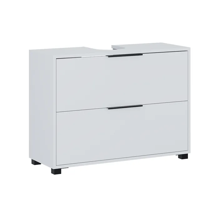 Meuble Sous Vasque Simple Alina, Blanc, 80x60cm Avec 2 Tiroirs, Vicco