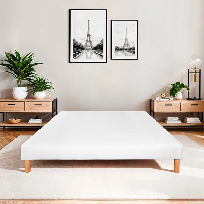 Sommier tapissier Tissu Constantine 160x200 cm - Blanc