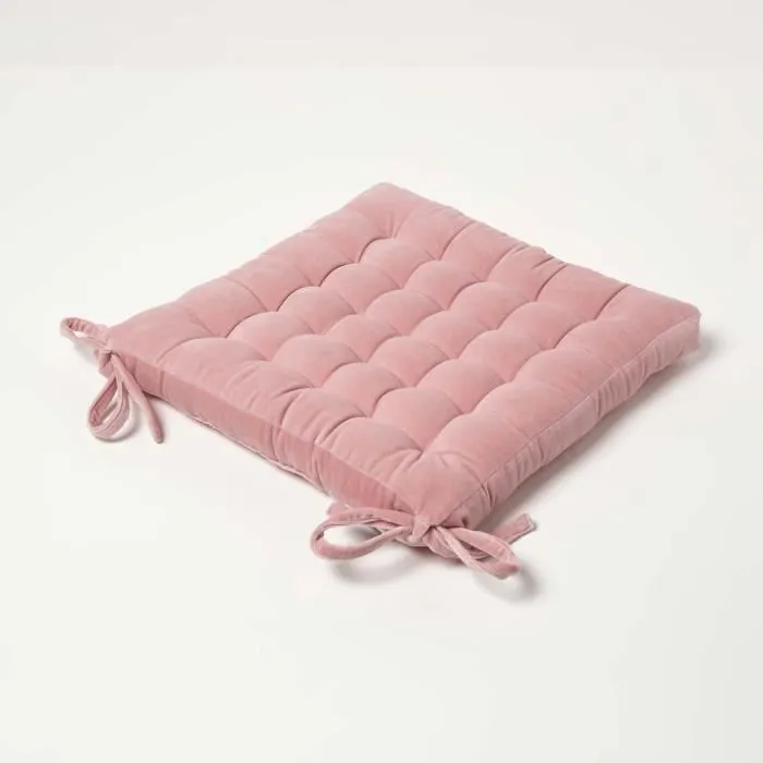 Galette De Chaise En Velours Rose 40x40x5cm - Homescapes