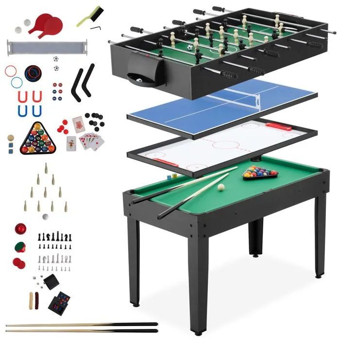 Table de jeu multifonction 125 x 123 x 83 cm en mdf 15-en-1