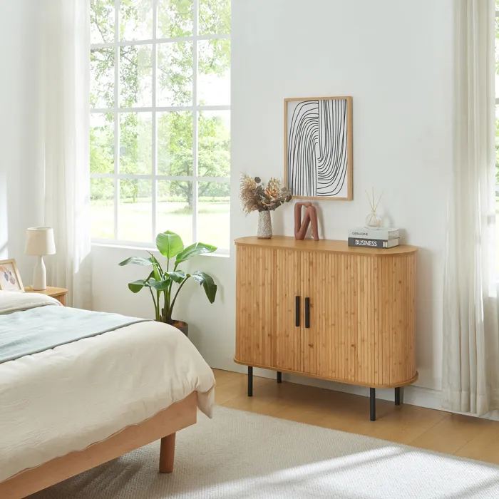 Buffet Tvedestrand 100 x 40 x 80 cm naturel noir en.casa