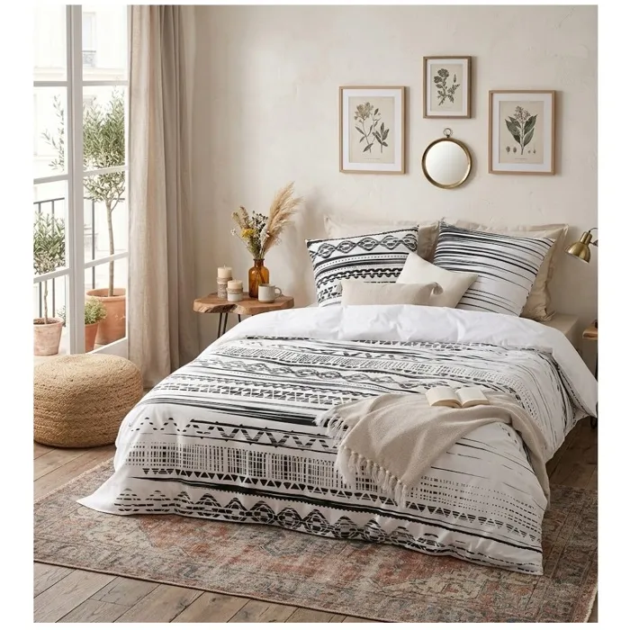Parure De Lit 240 X 220 Cm Ambiance Ethnique