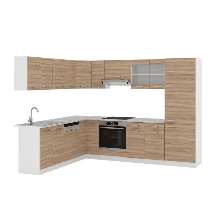 Vicco Cuisine en angle Sonoma/Blanc 287 x 227 cm, PT Marbre