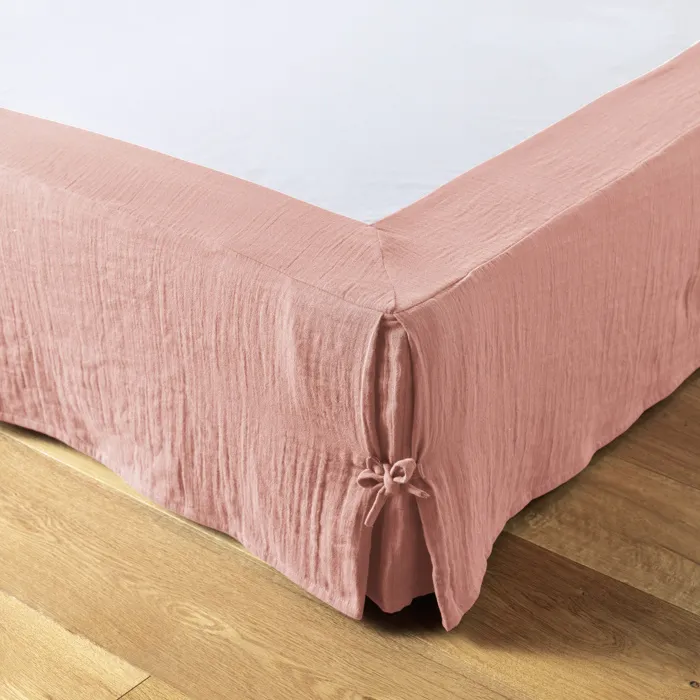 Cache-sommier 140 x 190 cm Double Gaze de Coton 125 g/m² Gaïa Rose Pêche