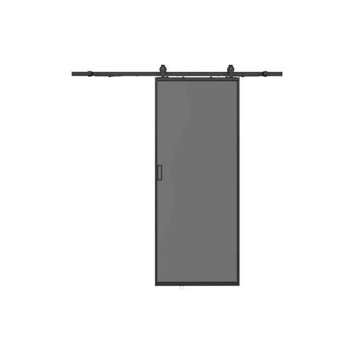 Porte coulissante avec système en applique - aluminium et verre trempé fumé dépoli - H205 x L83 cm - LINCI II