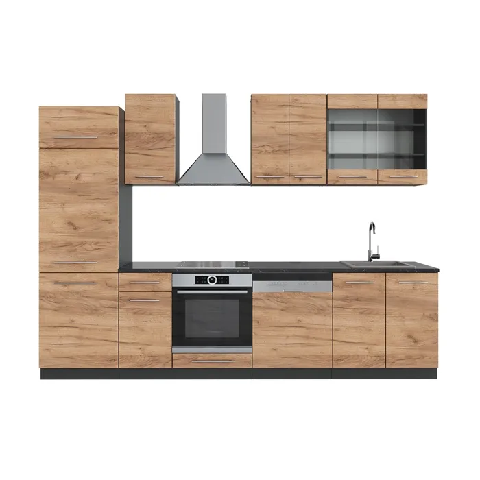 Vicco Cuisine Chêne doré/anthracite 300cm sans PT