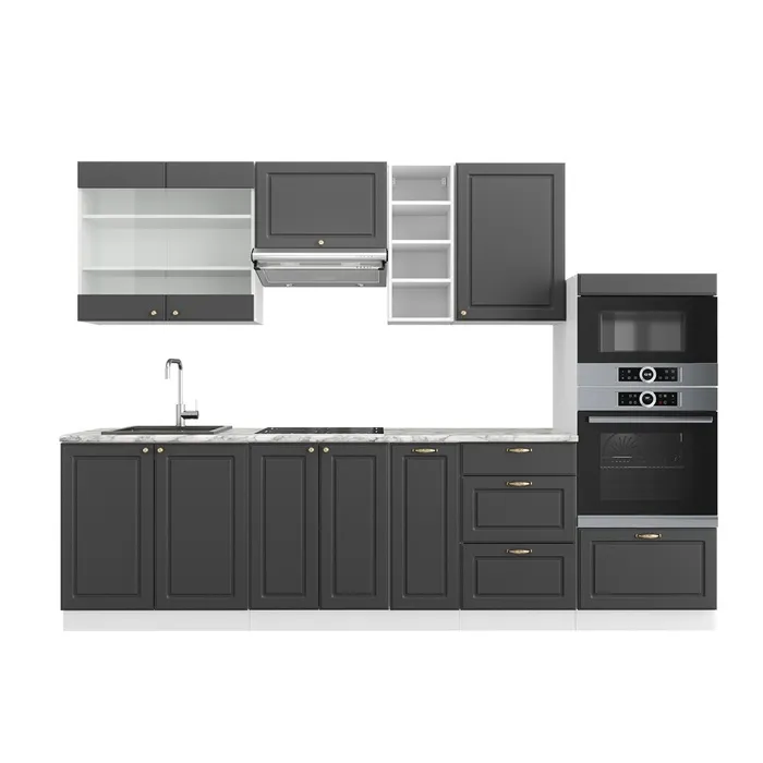 Vicco Cuisine Anthracite maison de campagne/blanc 280cm sans PT