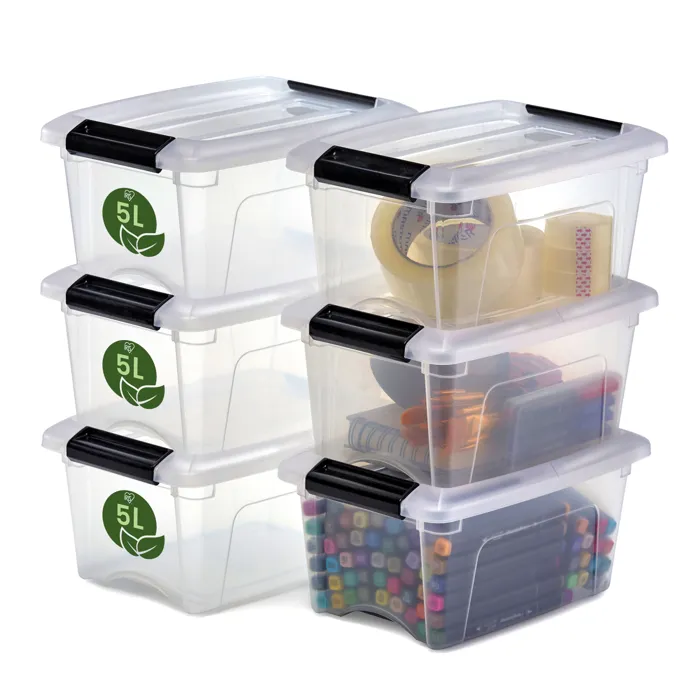 Iris Ohyama, Petite Boites de Rangement Plastique recyclé, 5L, Lot de 6, Transparent, NTB-5