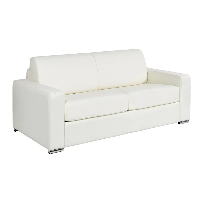 Canapé 3 places convertible express cuir de buffle blanc - Couchage 140 cm - Matelas 14 cm - CALITO