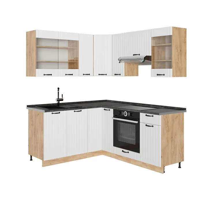 Vicco Cuisine en angle Blanc campagne/Chêne de force doré 190 x 160 cm sans PT