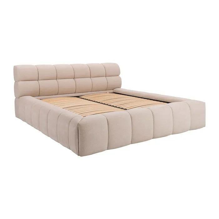 Lit coffre 160 x 200 cm - Tissu - Beige - FORVIK II