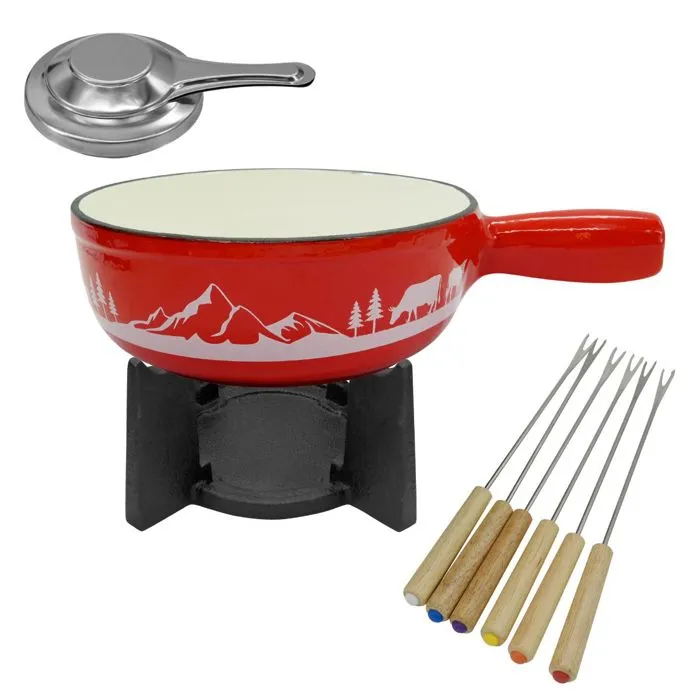 Set À Fondue Savoyarde 4 Personnes Fonte Émaillée