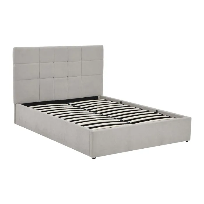 Lit coffre 140 x 190 cm - Tissu - Gris - HOPEYA