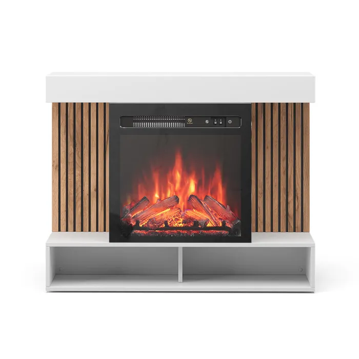 Vicco cheminée électrique Blanc 100cm avec effet de flamme réaliste et chauffage 1800W