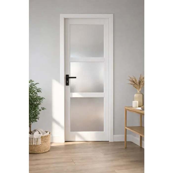 Bloc Porte Kenya Blanc Vitre H204 X L83 Cm Côte Tableau P.droit,poignee Gd Menuiseries