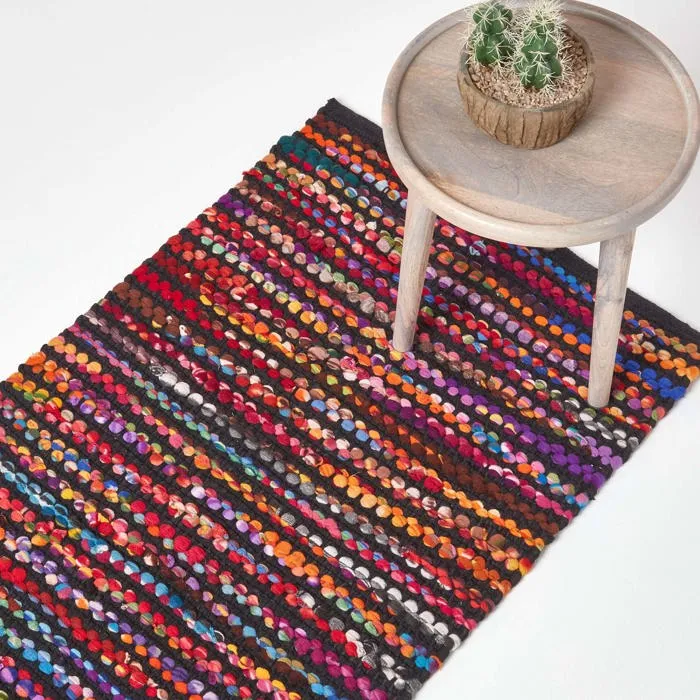 Tapis Tissé Chindi Multicolore Folk 66x200cm - Homescapes