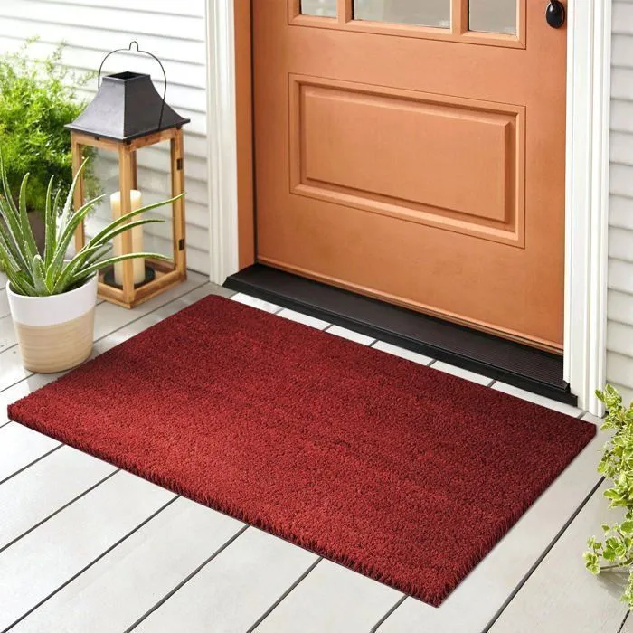 Tapis sur mesure en Fibres de Noix de Coco, Rouge 17 mm, 100 x 150 cm