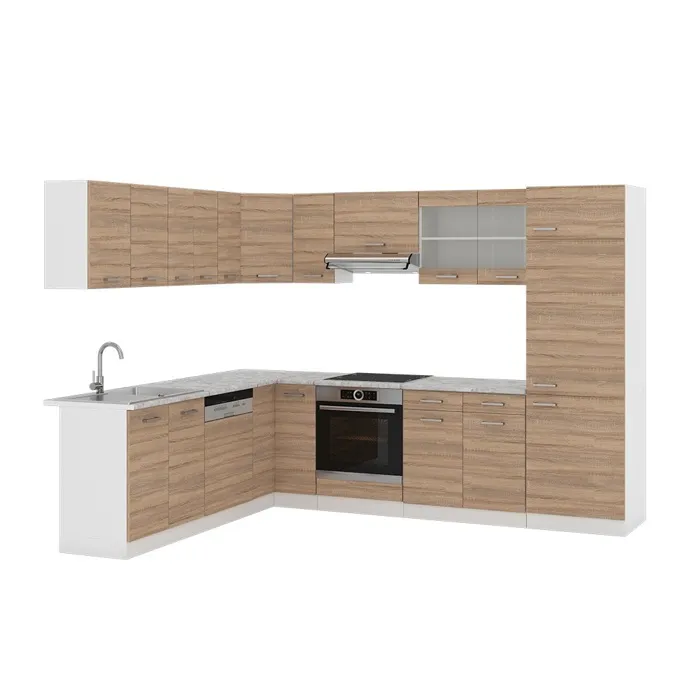 Vicco Cuisine en angle Sonoma/Blanc 287 x 227 cm sans PT