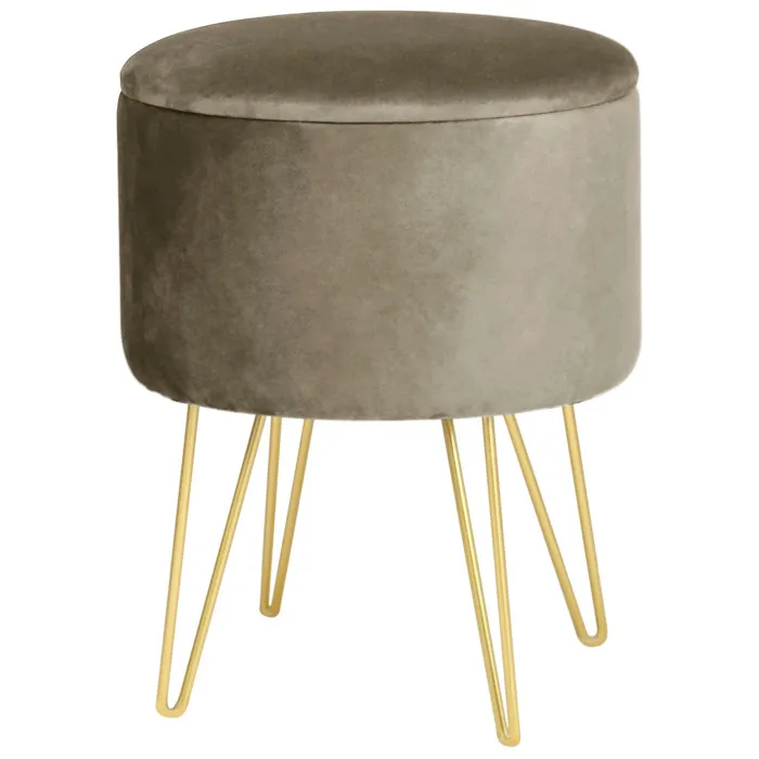 Pouf de Rangement avec Couvercle AKORD LILI velour colour Beige hauteur 45 cm