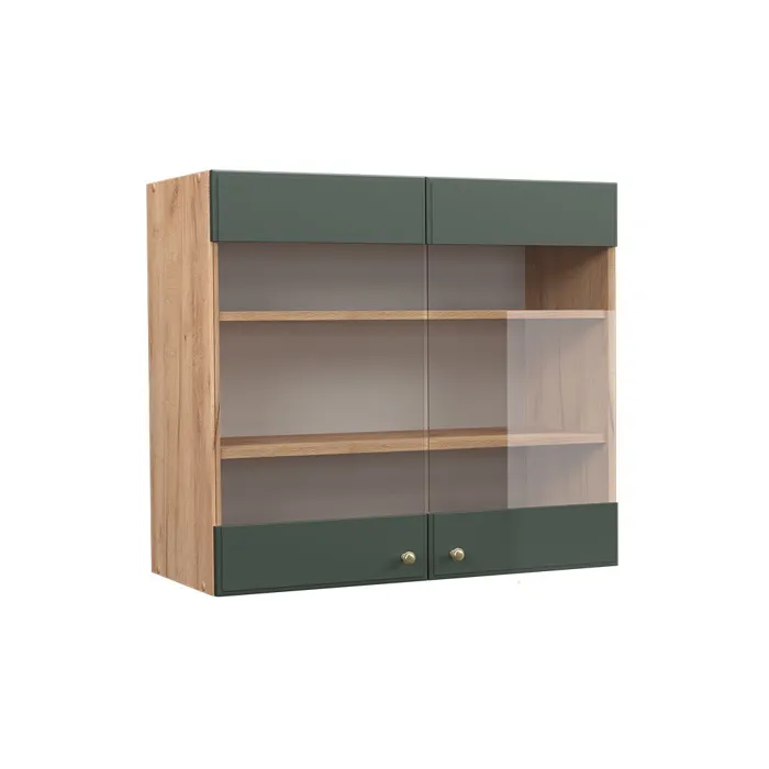 Vicco Meuble de cuisine haut vitré Vert Or Campagne 80cm