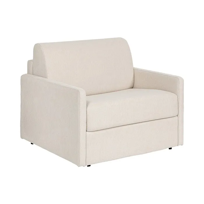 Fauteuil convertible express en tissu texturé beige - Matelas 14 cm CALIFE
