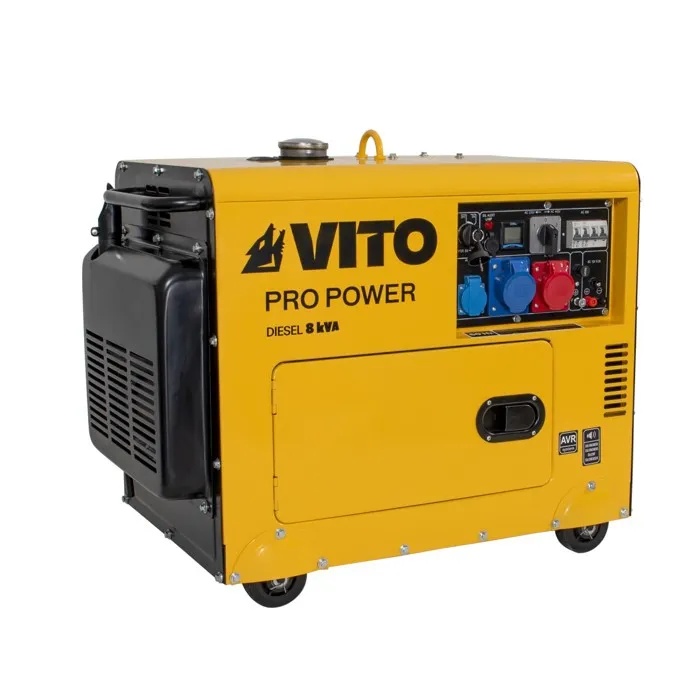 Groupe électrogène Diesel 8 KVA Mono et Triphasé 4T 12CV 498 cm3 6500W Démarreur électrique Autonomie 8h VITO