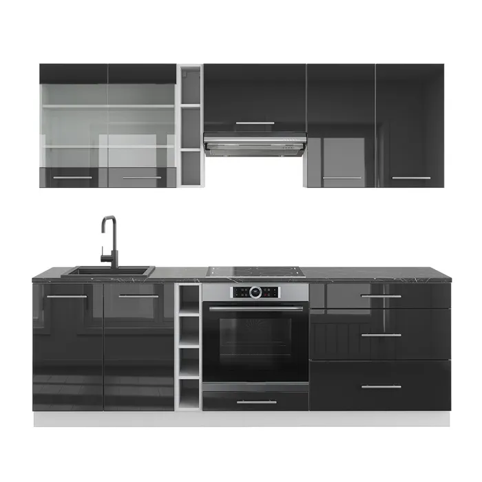Vicco Cuisine Anthracite brillant/blanc 235cm sans PT